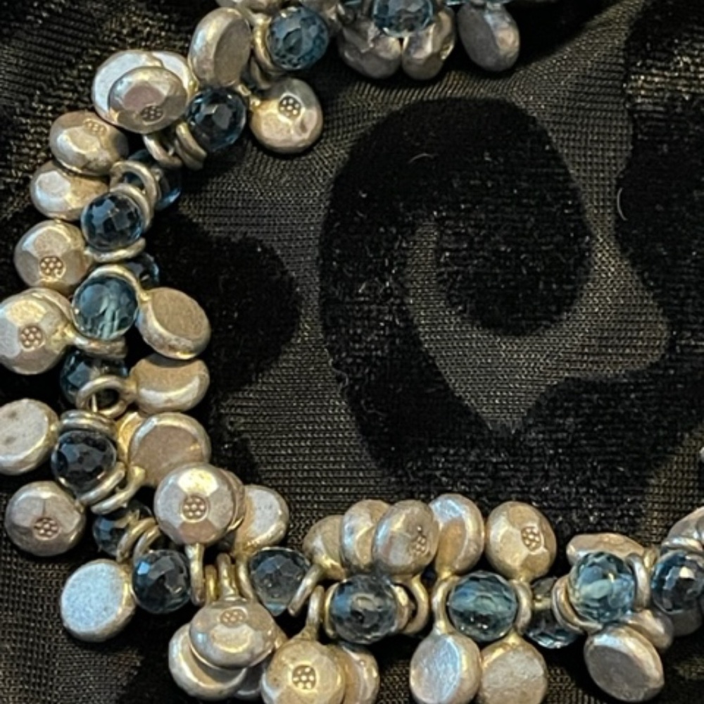Faceted Aquamarine and Silver Beads Bracelet - Picture 3 of 5